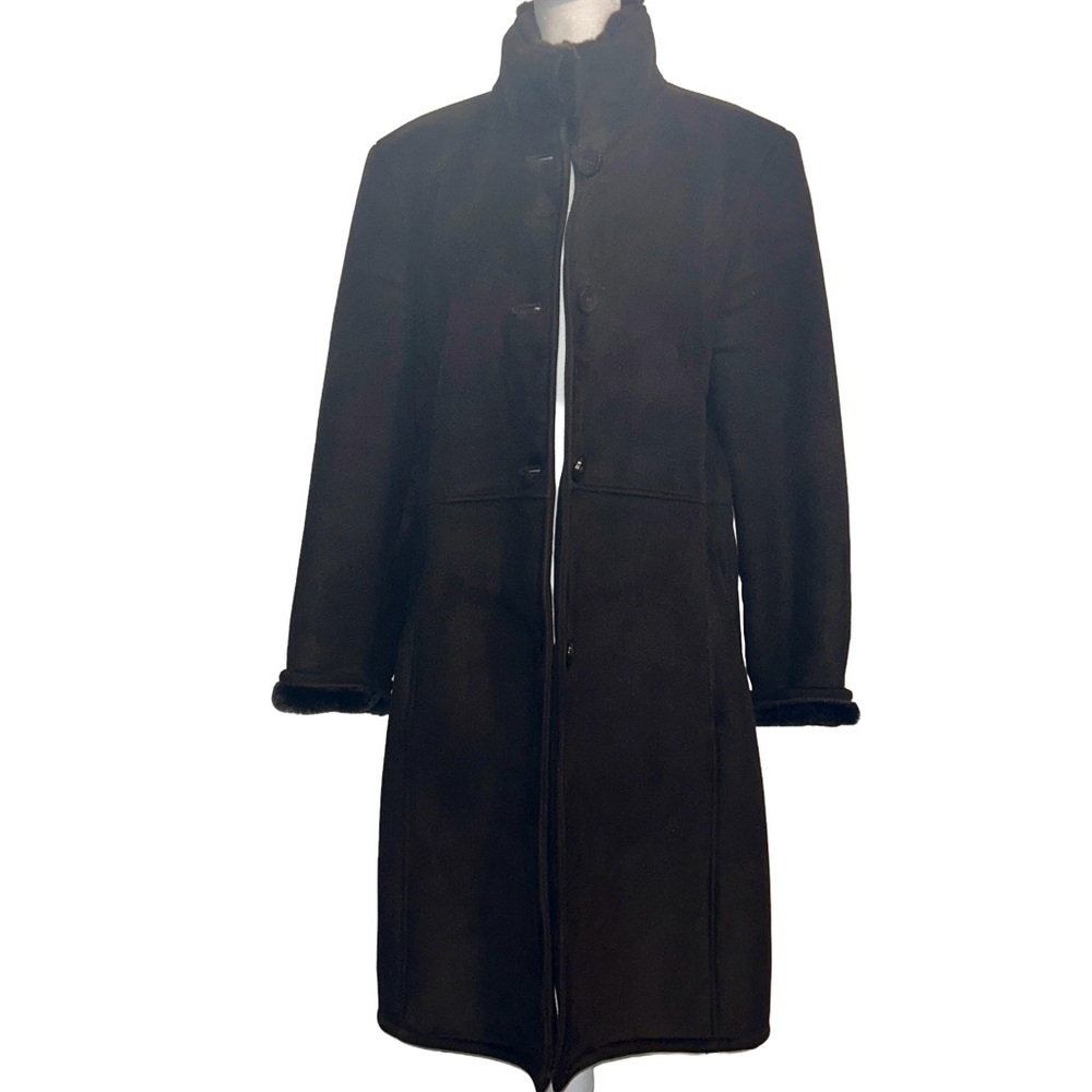 NWOT Sherling Dana Buchman Long Coat M/Dark Brown Gorgeous 3/4 Length